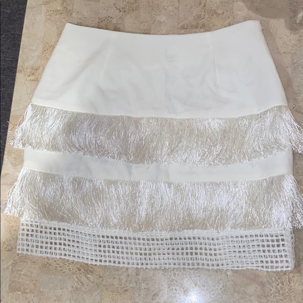 skirt with fringe and netted detailing